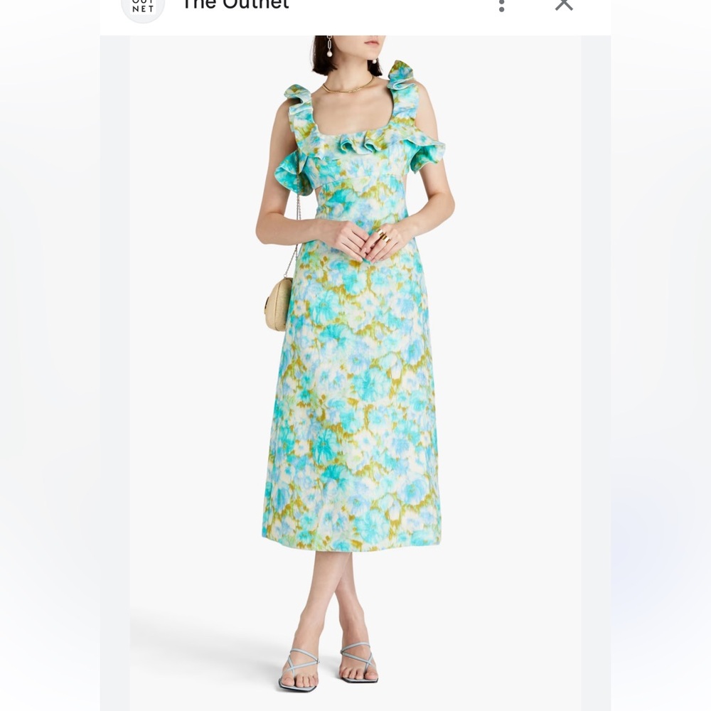 Zimmermann Aqua & Yellow Floral Midi Dress